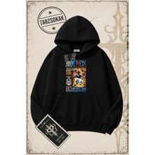 Tarzsokak One Piece Anime Karakterleri  Oversize Unisex Kapşonlu Sweatshirt Beyaz