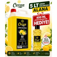 Ceran Kolonya 5 Litre Limon Kolonyası 80 Derece 400 ml Kolonya Hediye
