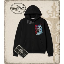 Tarzsokak One Piece Anime Karakterleri  Oversize Unisex Hırka & Çeket Fermuarlı Sweatshirt Beyaz