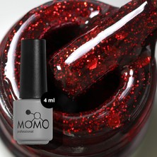 Momo Professional Glitter Kalıcı Oje G007, Kırmızı Parıltılı Şarap, 4 ml