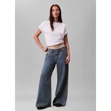 Calvin Klein Jeans Beyaz Kadın Bisiklet Yaka T-Shirt LV047D204GYAA