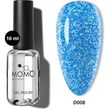 Momo Professional Disco Kalıcı Oje, D008, Mavi, Reflective Flash Gel Polish, 10 ml