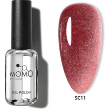 Momo Professional Korean Silky Cat Eye Gel Polish, Kedi Gözü Kalıcı Oje, SC11 Vişne Bordo, 10 ml