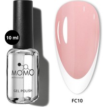 Momo Professional Kalıcı Oje için Renkli Rubber Base Coat FC10, Gümüş Simli Soft Pembe, 10 ml