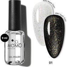 Momo Professional Protez Tırnak Kalıcı Oje Glitter Top Coat 01, Altın Sim, 9 ml