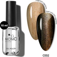Momo Professional Kristal Kedi Gözü Kalıcı Oje CE02, Yarı Şeffaf, Antik Altın, 10 ml