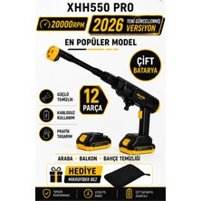 Geseus Çift Akülü Şarjlı Yüksek Basınçlı Oto Yıkama Tabancası - Araba, Halı, Klima Temizleme & Bahçe Sulama Makinesi - XHH550PRO