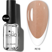 Momo Professional Kalıcı Oje İçin Renkli Rubber Base Coat FC13, Altın Simli Koyu Bronz, 10 ml