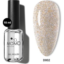Momo Professional Disco Kalıcı Oje, D002, Altın, Reflective Flash Gel Polish, 10 ml