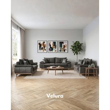 Velura Home & Living Azir Yataklı ve Bazalı Üç Adet Üçlü Kanepe & 3'lü Koltuk (3+3+3) - Antrasit