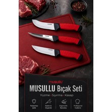 Musullu 3'lü Profesyonel Kasap Bıçak Seti - Yüzme, Sıyırma, Kasap