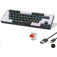 Hace Bazaar Gaming Mekanik Klavye Tri Mod Rgb Red Switch - Siyah Beyaz MF1703B