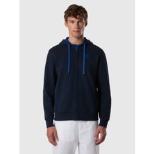 North Sails Kontrast Logo Detaylı Tam Boy Fermuarlı %100 Pamuk Erkek Kapüşonlu Sweatshirt