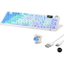 Hace Bazaar Kablosuz Mekanik Gaming Klavye Rgb Blue Switch 95 Tuş - Mavi Beyaz MF1705M