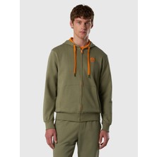 North Sails Kontrast Logo Detaylı Tam Boy Fermuarlı %100 Pamuk Erkek Kapüşonlu Sweatshirt