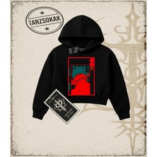 Tarzsokak One Piece Anime Karakterleri  Kadın Crop Kapşonlu Sweatshirt Beyaz