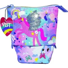 Dream Vest Kanatlı Mor Unicorn Ayarlanabilir Kalem Çantası Mor (K)