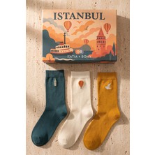Katia & Bony Özel İstanbul Koleksiyonu Kutulu 3'lü Şehir İkonları Unisex Çorap Seti