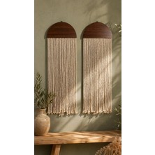 Marena Home Makrome Duvar Süsü 2’li Set 80 Cm, Bohem Duvar Dekoru, Pinterest Tarz Rustik Salon Yatak Odası Kolidor Süsü 80X28 Cm, Marena Home