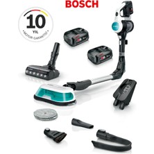 Bosch Çift Bataryalı Unlimited 7 Kablosuz Dikey Süpürge Alerji Dostu Filtre Bldc Motor Elde Kullanılabilen Güçlü Emiş Yatak Odası Salon ve Araç Içi Temizlik Beyaz BBS71HYGTR