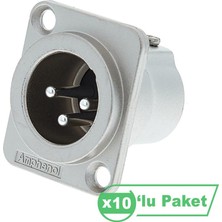 Amphenol AC3MMDZ 3 Pin Xlr Erkek Şase Tipi Konnektör ( 10'lu Paket )