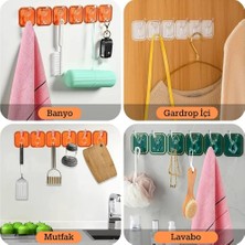 Akn Kendinden Yapışkanlı 6 Kancalı Duvar Askısı Renkli Pratik Banyo Mutfak Askılık
