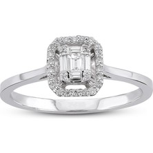 Harem Altın 0.15 Ct Baget Pırlanta Yüzük B15