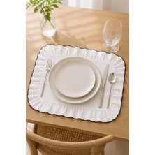 Kai Home Shine White Heryeri Fırfırlı Dikdörtgen Amerikan Servis / Supla 2li