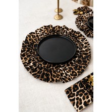 Kai Home Leopard Temalı Fırfırlı Yuvarlak Supla 2li %100 Keten Parça Sayısı 1