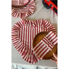Kai Home Lovely Kalp Fırfırlı Keten Supla / Amerikan Servis 2ADET