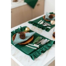 Kai Home Mossy Serisi Yeşil Yan Fırfır Detaylı Amerikan Servis/ Supla 2'li