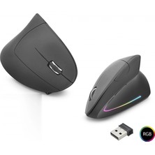 Hace Bazaar Ergonomik Dikey Gaming Mouse Dual Mode 1600 Dpi Sessiz Rgb - Siyah ND1211