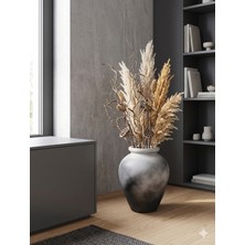 Effe Pot Decoration Medius Eskitme Antrasit Fiberglass Aksesuar H:46CM