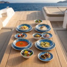 Happy Chef Blue Iris 16 Parça Yemek Takımı, Çanta Hediyeli, Thermoset Melamin