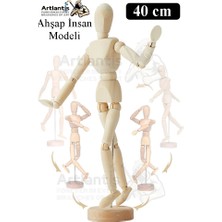 Artlantis Ahşap Insan Modeli 40 cm 1 Paket Büyük Insan Figürlü Ahşap Model Manken Resim Ressam Eğitimi Tahta Adam Kukla Stilist
