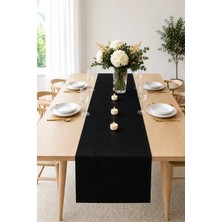 Kai Home Siyah Dekoratif Masa Runnerı 40X110 cm | Leke Tutmaz ve Sıvı Itici Şık Salon Yemek Masası Örtüsü