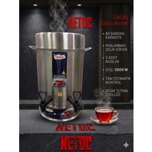 Netoc Vatan Elektrikli Çay Semaveri 80 Bardak Kapasiteli Çaycı Çelik Çift Musluklu