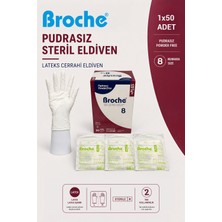 Broche PUDRASIZ STERİL CERRAHİ ELDİVEN NO: 8 (50 ÇİFT)
