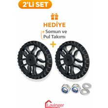 Lavinger 2 Adet Pazar Arabası Tekerleği Süper Sağlam Araba Tekeri Somun&pul Hediyeli 18 cm Çap