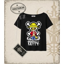 Tarzsokak One Piece Anime Karakterleri  Kadın Kayık Yaka Tişört Beyaz