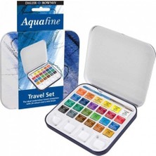 Daler Rowney Aquafine Seyahat Seti 24 Renk Yarım Boy Metal Kutu