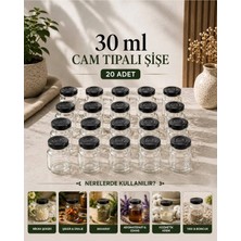Nexvoria 20 Adet 30 ml Cam Gri Kapak Tıpalı Şişe – Nikah & Nişan Hediyelik Cam Şişe