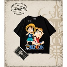 Tarzsokak One Piece Anime Karakterleri  Oversize Unisex Tişört Beyaz