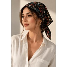 Papuç Sepeti Lara Çiçek Desenli %100 Pamuklu Çok Amaçlı Bandana Fular