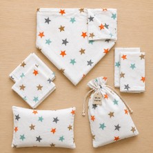 More Home Bebek Müslin Bez Battaniye Set 7 Parça Yıldız Desenli