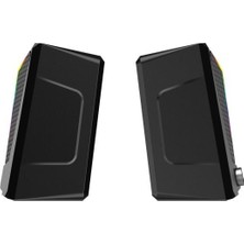 Marmara Qumasch Lenovo DS104 Lecoo 1+1 3W*2 Rgb Aydınlatmalı Usb+3.5mm Jacklı Siyah Hoparlör