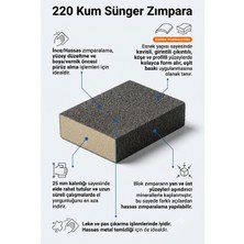 220 Kum Sünger Takoz Zımpara 100X75X25 mm - Esnek Blok Hassas Yüzey, Leke/pas Çıkarma ve Boya Öncesi Zımparası