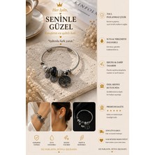 Mianna Pandora Model Hayat Ağacı Charm Bileklik Kadın Çelik Zirkon Taşlı Siyah Bileklik