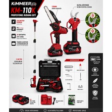 Kimmeer Pluspro Seri 21V Çift Akülü Çelik Şanzıman Dal Budama Makası 50MM & Testeresi 20CM 2 Li Set