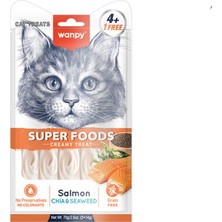 Wanpy Superfood Somonlu Chia Deniz Yosunlu Krema Kedi Ödülü 5X14 gr